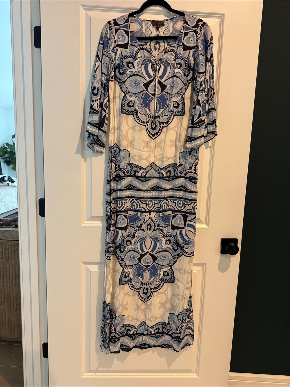 Hale Bob Blue and White Printed Maxi Dress